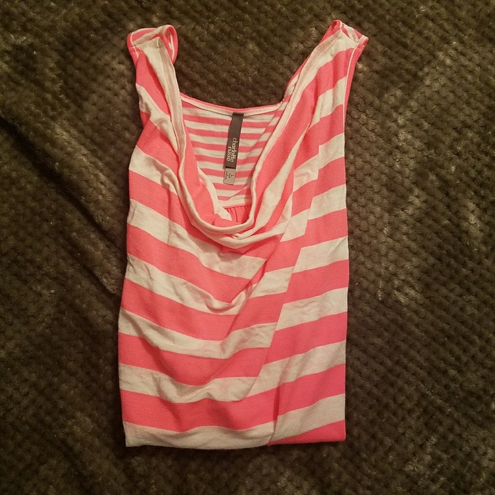 Charlotte Russe Pink and white strip tank